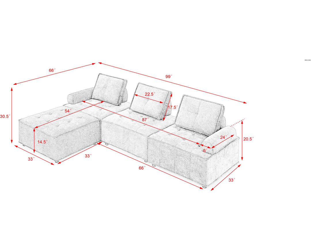 Boho Aesthetic L-Shape Modular Sectional Sofa, DIY Combination, Chenille | Biophilic Design Airbnb Decor Furniture 