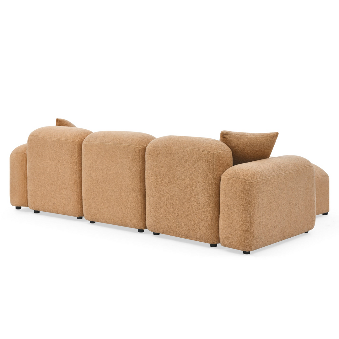 Boho Aesthetic L-Shape Modular Sectional Sofa, DIY Combination,Teddy Fabric,Camel | Biophilic Design Airbnb Decor Furniture 