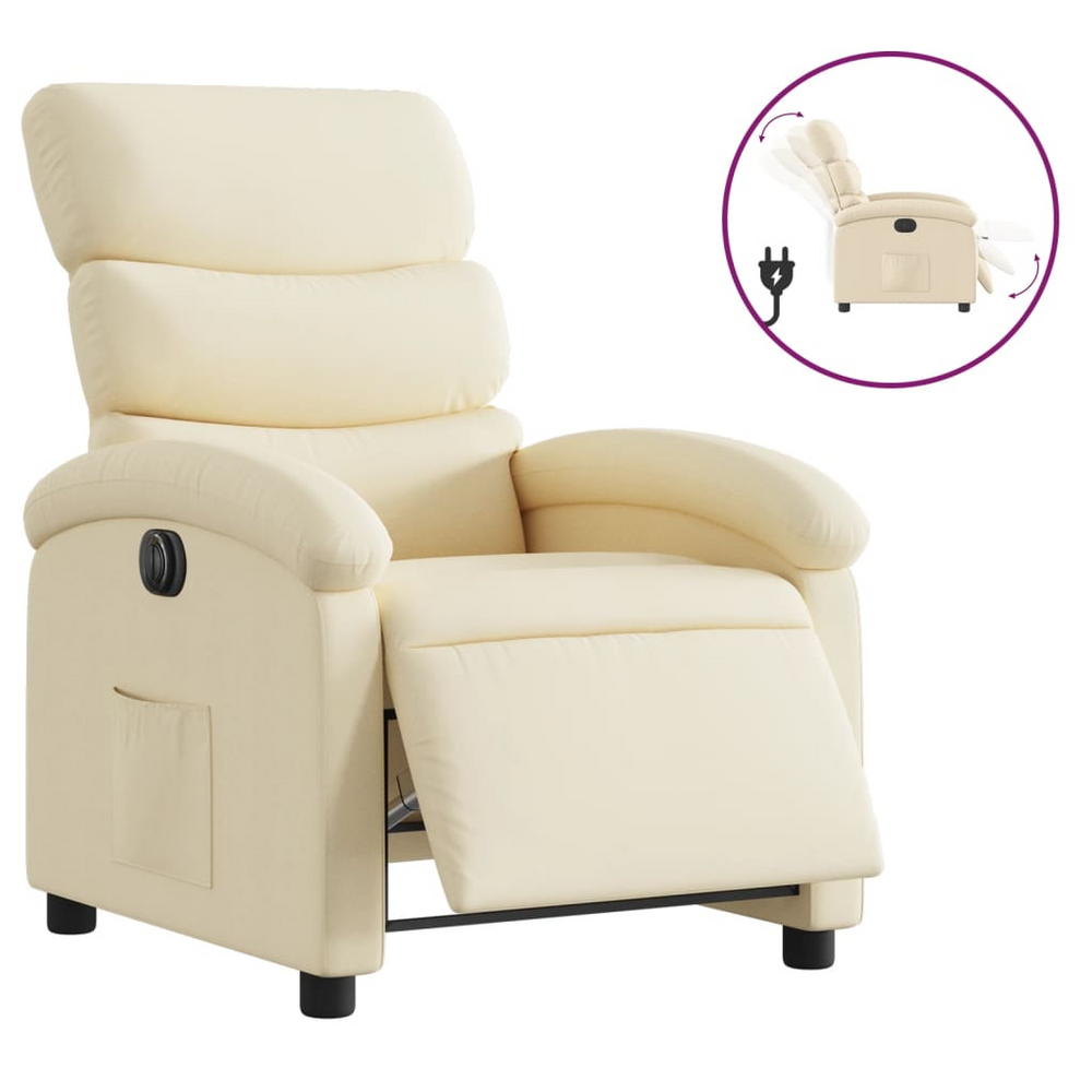 Boho Aesthetic Electric Recliner Chair Cream Fabric | Biophilic Design Airbnb Decor Furniture 