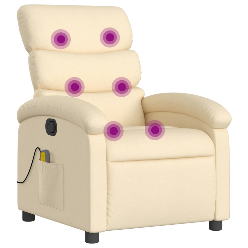 Boho Aesthetic Massage Recliner Chair Cream Fabric | Biophilic Design Airbnb Decor Furniture 