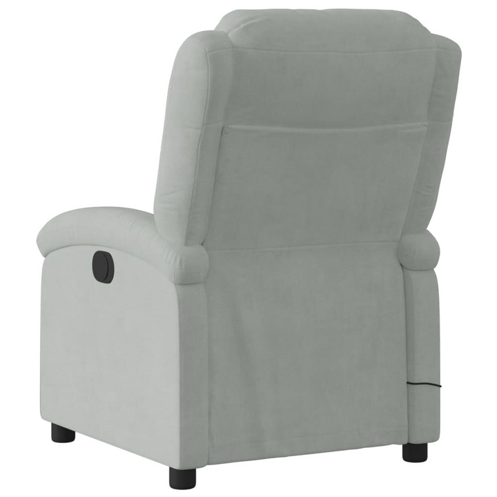 Boho Aesthetic Massage Recliner Chair Light Gray Velvet | Biophilic Design Airbnb Decor Furniture 