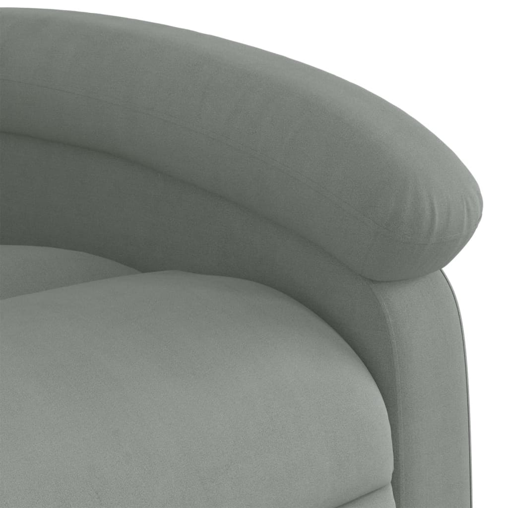 Boho Aesthetic Massage Recliner Chair Light Gray Velvet | Biophilic Design Airbnb Decor Furniture 