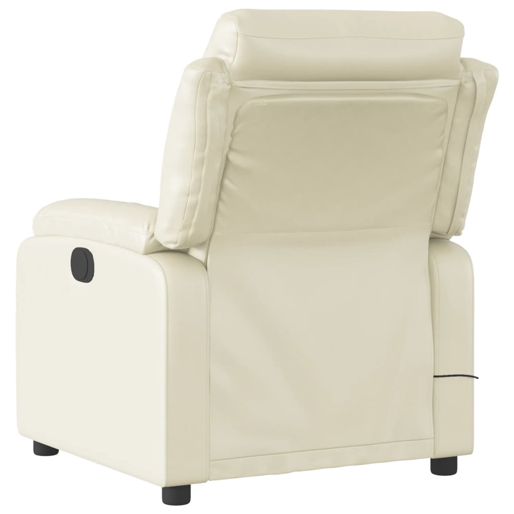 Boho Aesthetic Electric Massage Recliner Chair Cream Faux Leather | Biophilic Design Airbnb Decor Furniture 