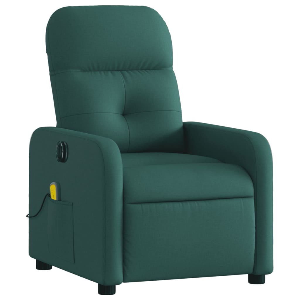 Boho Aesthetic Electric Massage Recliner Chair Dark Green Fabric | Biophilic Design Airbnb Decor Furniture 
