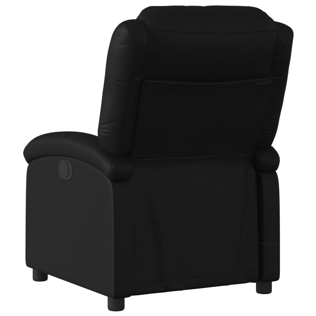 Boho Aesthetic Massage Recliner Chair Black Faux Leather | Biophilic Design Airbnb Decor Furniture 