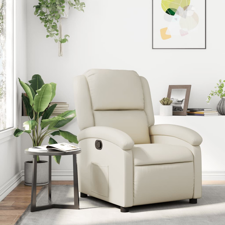 Boho Aesthetic Recliner Chair Cream Faux Leather | Biophilic Design Airbnb Decor Furniture 