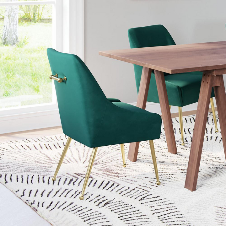 Boho Aesthetic Maxine Dining Chair Green & Gold | Biophilic Design Airbnb Decor Furniture 