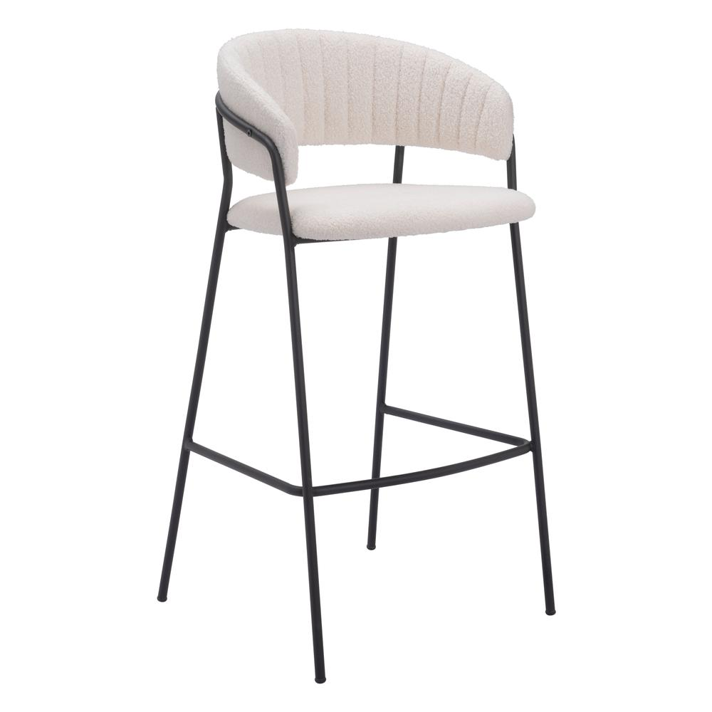 Boho Aesthetic Boucle Soft White Barstool (Set of 2) | Biophilic Design Airbnb Decor Furniture 