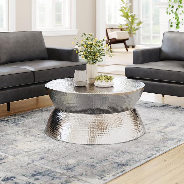 Boho Aesthetic Madryn Coffee Table Silver | Biophilic Design Airbnb Decor Furniture 