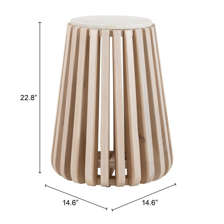 Boho Aesthetic Cyprus Side Table White & Natural | Biophilic Design Airbnb Decor Furniture 