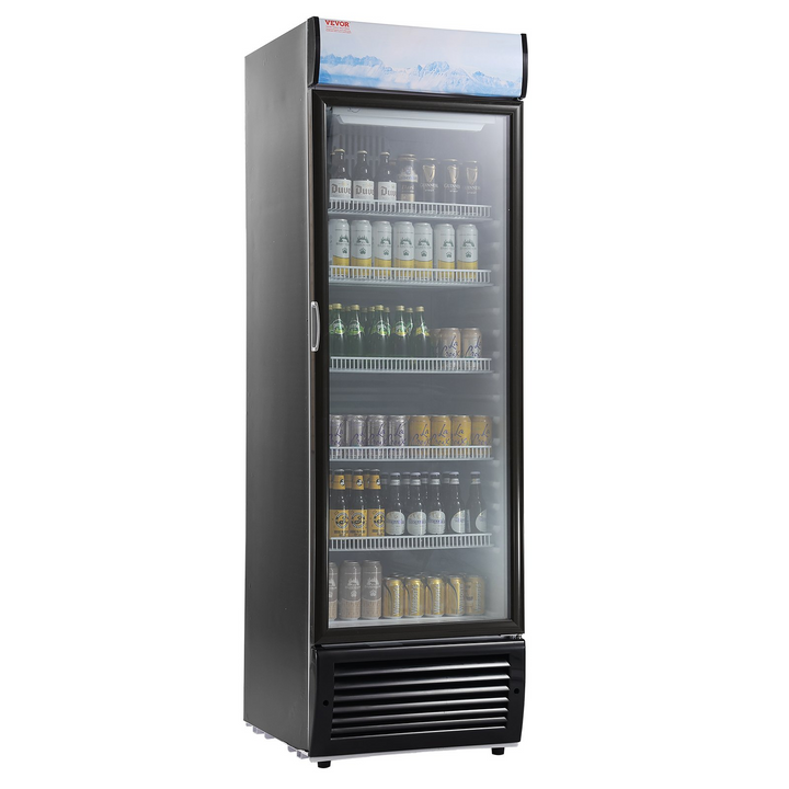 Boho Aesthetic VEVOR Commercial Merchandiser Refrigerator, 14.8 Cu.Ft / 420L Beverage Refrigerator Cooler Merchandiser, Glass Door Display Refrigerator Upright Fridge with 5 Adjustable Shelves, Customizable Lightbox | Biophilic Design Airbnb Decor Furniture 