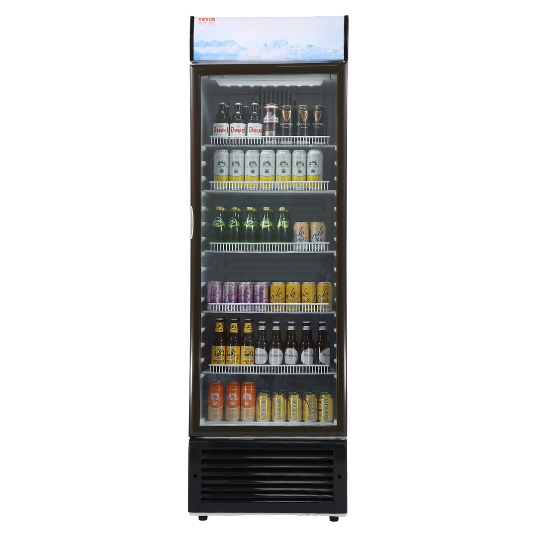 Boho Aesthetic VEVOR Commercial Merchandiser Refrigerator, 14.8 Cu.Ft / 420L Beverage Refrigerator Cooler Merchandiser, Glass Door Display Refrigerator Upright Fridge with 5 Adjustable Shelves, Customizable Lightbox | Biophilic Design Airbnb Decor Furniture 