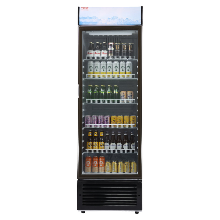 Boho Aesthetic VEVOR Commercial Merchandiser Refrigerator, 14.8 Cu.Ft / 420L Beverage Refrigerator Cooler Merchandiser, Glass Door Display Refrigerator Upright Fridge with 5 Adjustable Shelves, Customizable Lightbox | Biophilic Design Airbnb Decor Furniture 