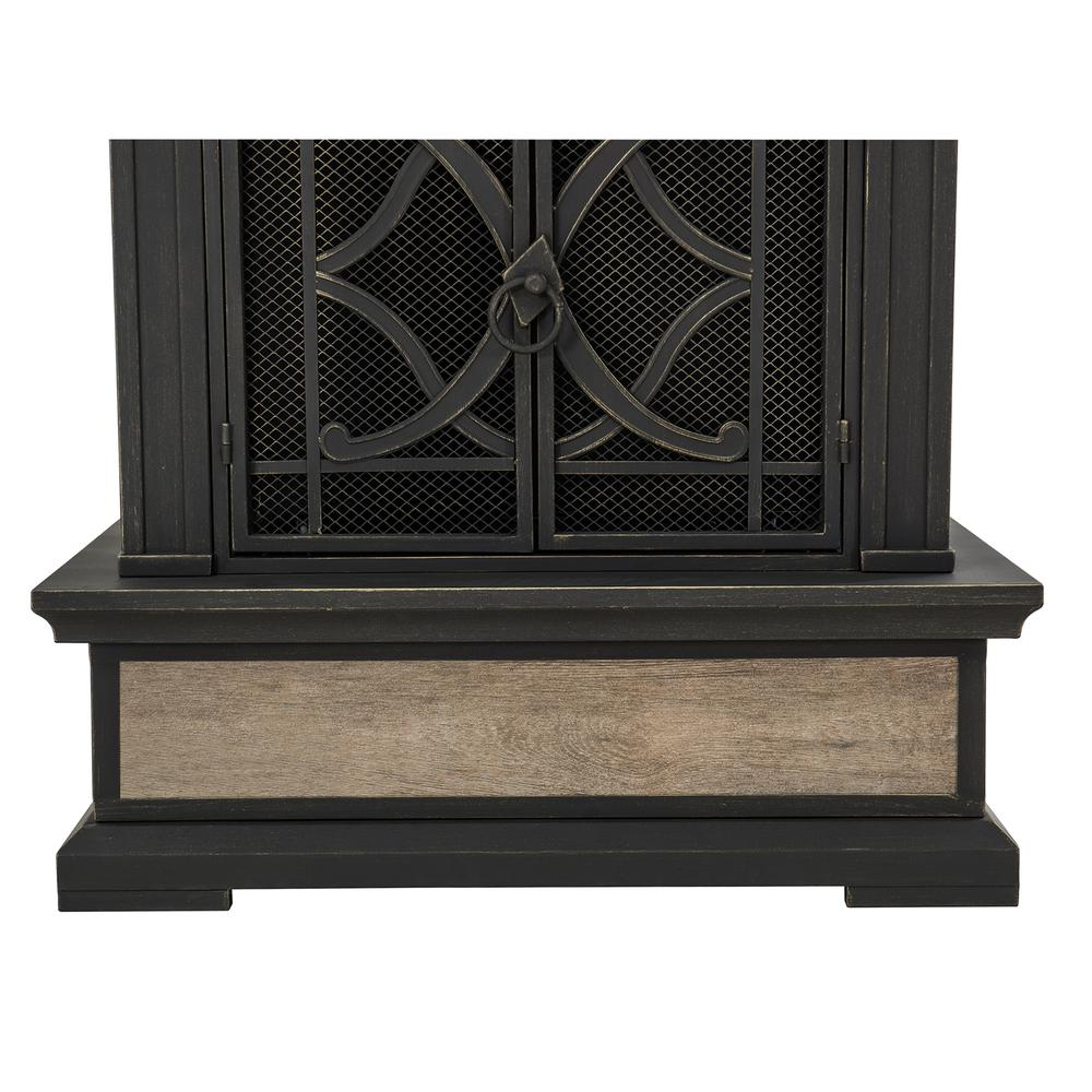 Buy farmhouse furniture Sunjoy Heirloom Slate Wood Burning Fireplace - Black - Modern Cottage Farmhouse Furniture