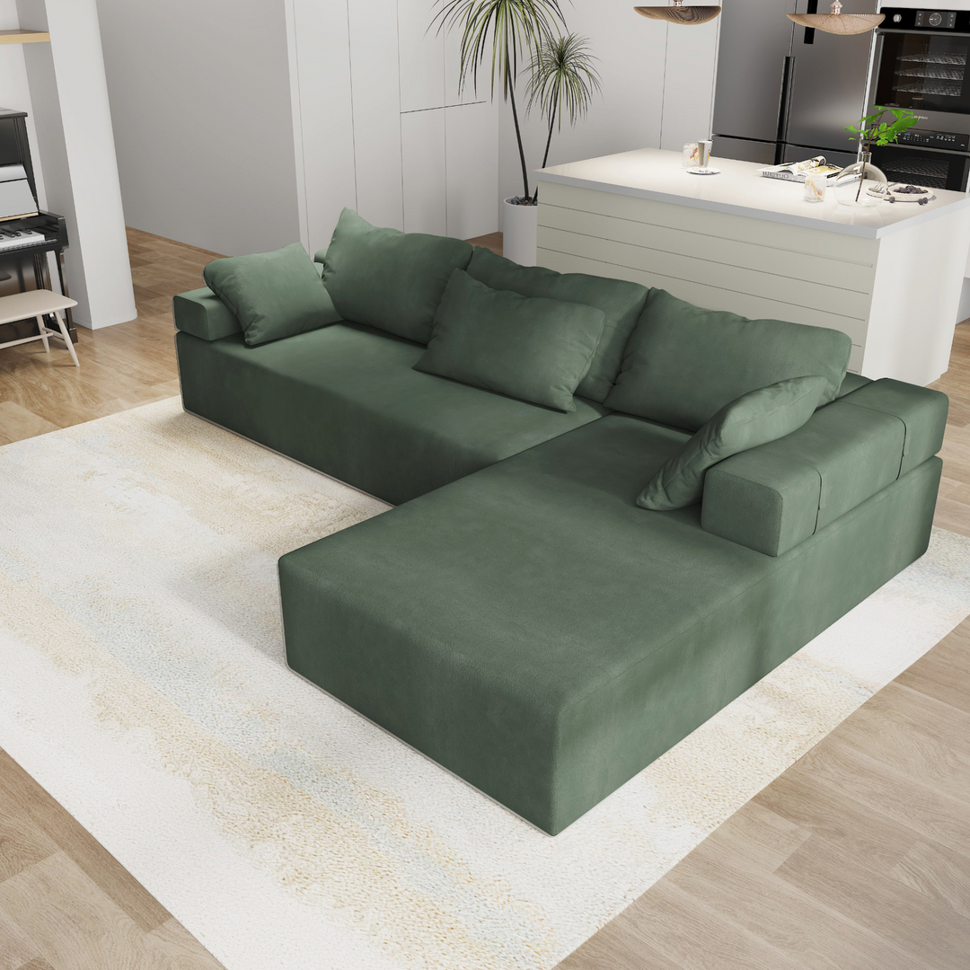Boho Aesthetic Modern Upholstered Large Modern Italian Minimalist Living Room Modular Sofa Sectional | Biophilic Design Airbnb Decor Furniture 