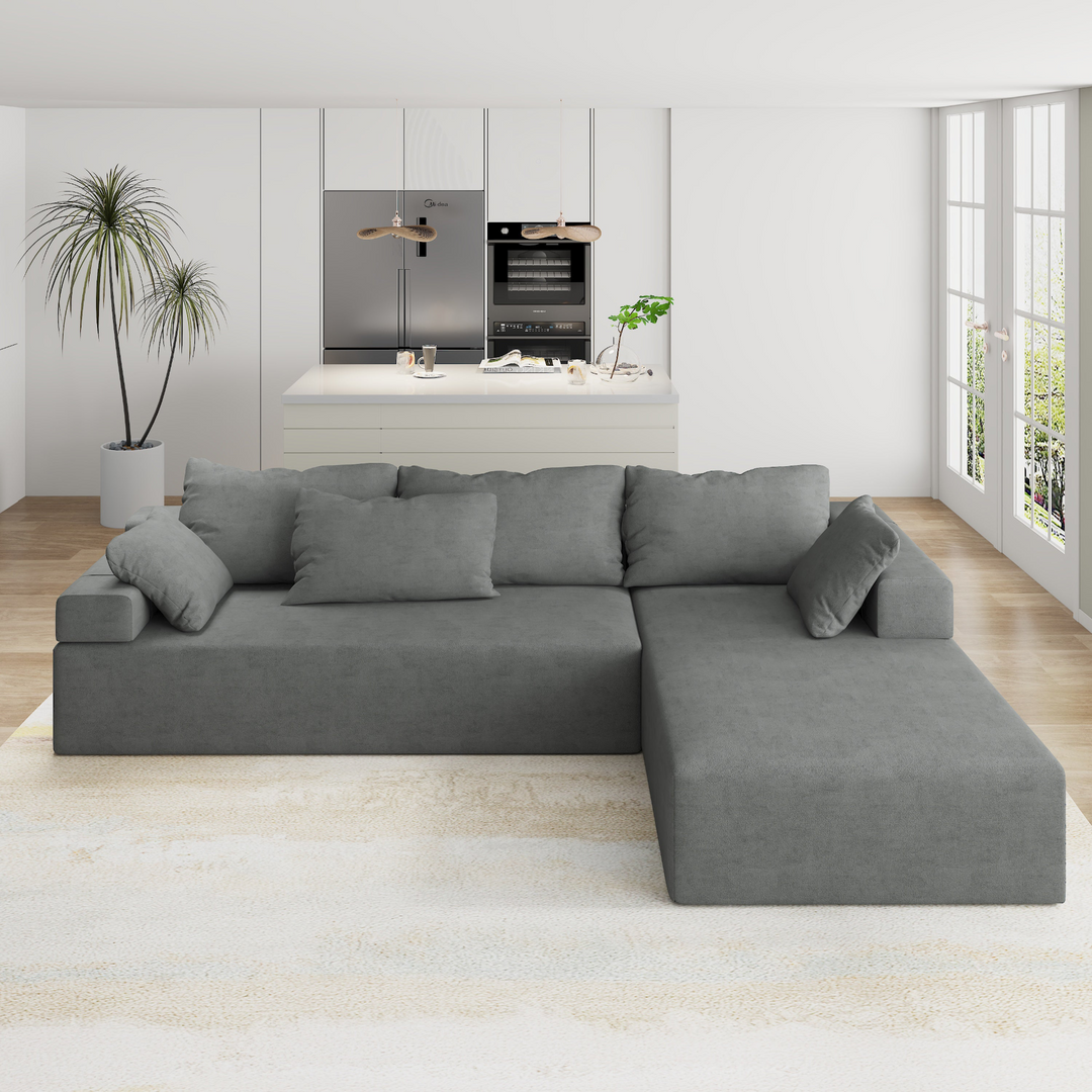 Boho Aesthetic Modern Upholstered Large Modern Italian Mid-Century Living Room Modular Sofa Sectional | Biophilic Design Airbnb Decor Furniture 