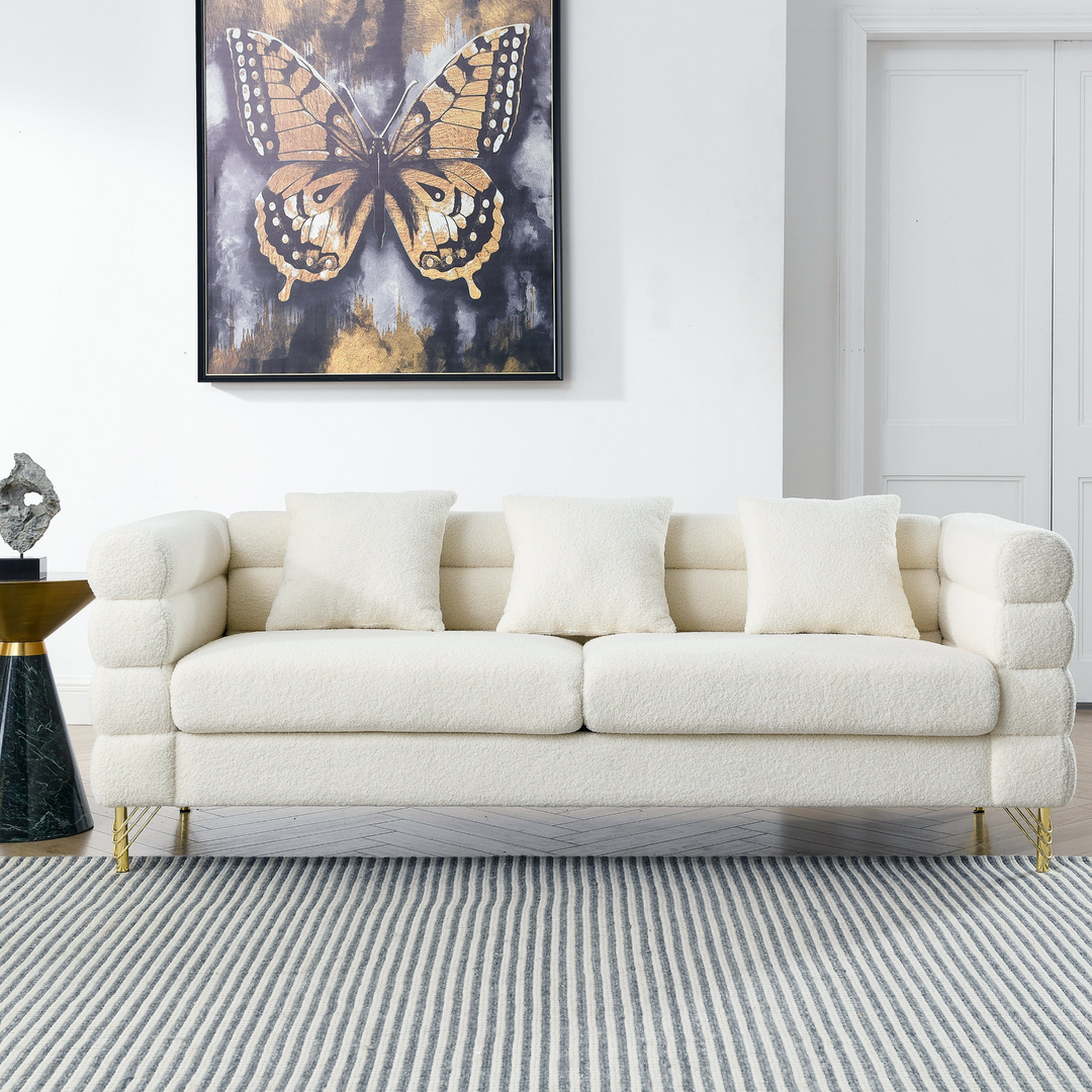 Boho Aesthetic Oversized Modern Minimalist Luxury 3 Seater Sectional Sofa for Living Room | Biophilic Design Airbnb Decor Furniture 