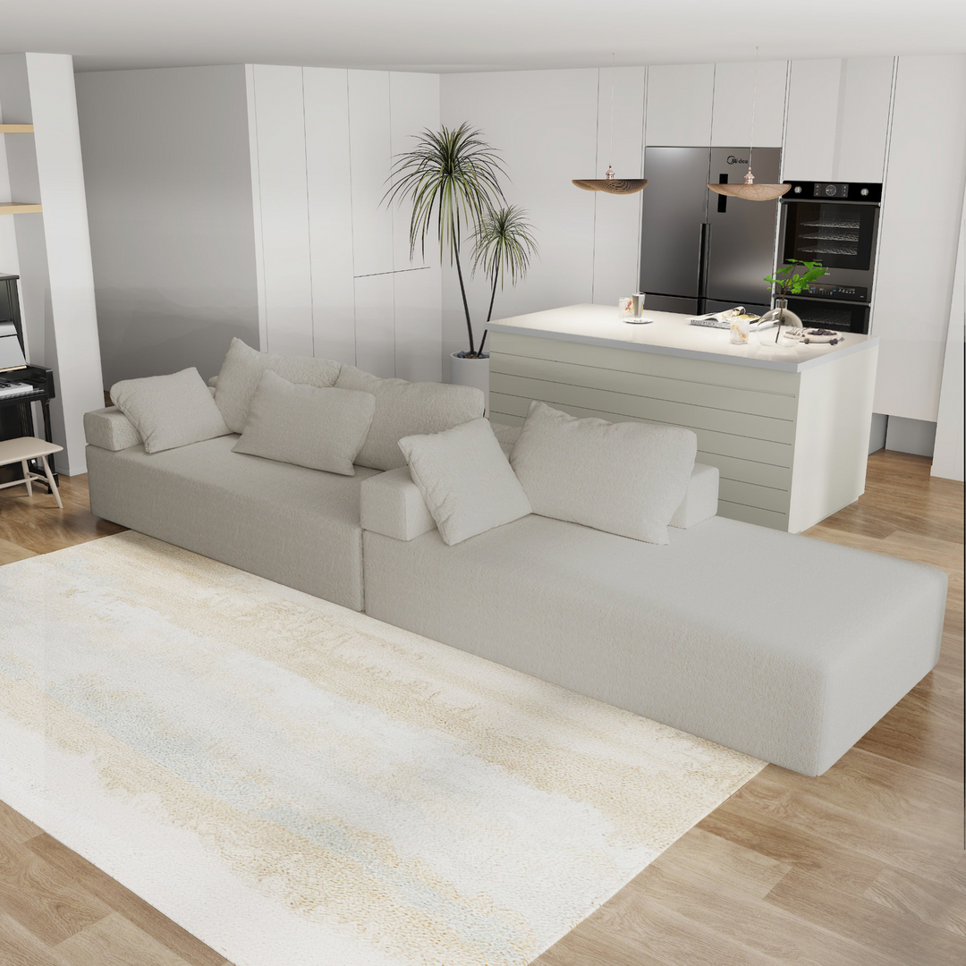 Boho Aesthetic Oversized Modular Modern Minimalist Luxury Couch Sofa for Living Room | Biophilic Design Airbnb Decor Furniture 
