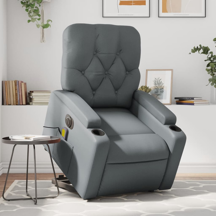 Boho Aesthetic vidaXL Electric Stand up Massage Recliner Chair Gray Faux Leather | Biophilic Design Airbnb Decor Furniture 