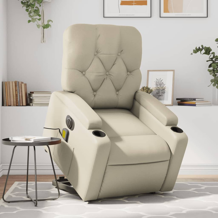 Boho Aesthetic vidaXL Electric Stand up Massage Recliner Chair Cream Faux Leather | Biophilic Design Airbnb Decor Furniture 