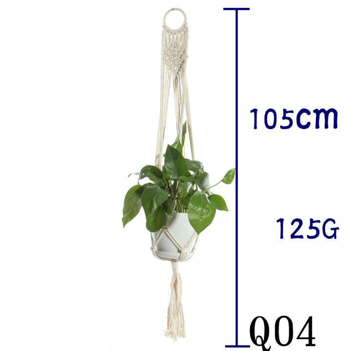 Boho Aesthetic Biophilic Flower & Plant Pot Cotton Rope Indoor Plant Hanger Hanging Basket | Biophilic Design Airbnb Decor Furniture 