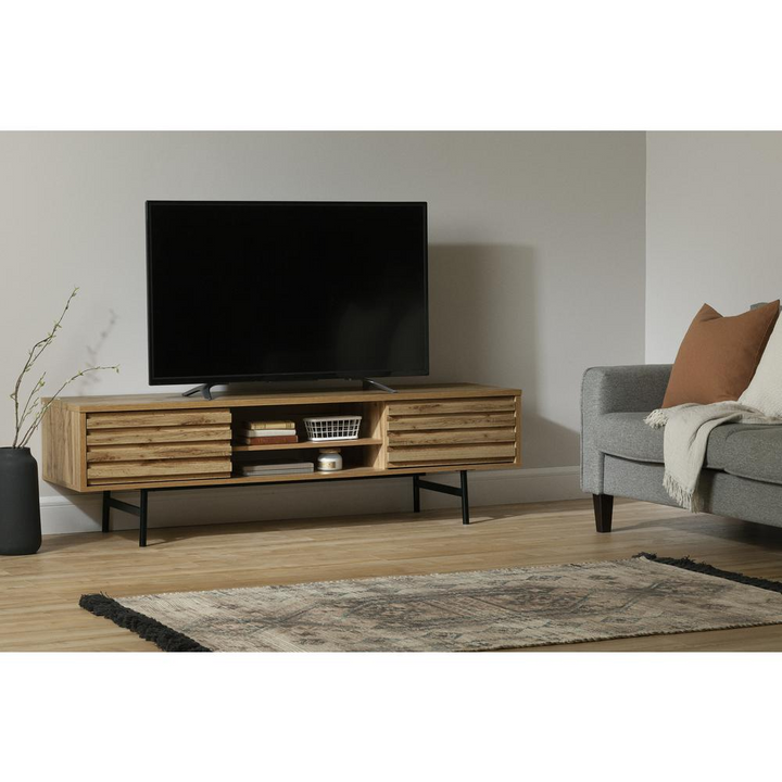 Boho Aesthetic Mezzy TV Stand, Nordik Oak | Biophilic Design Airbnb Decor Furniture 