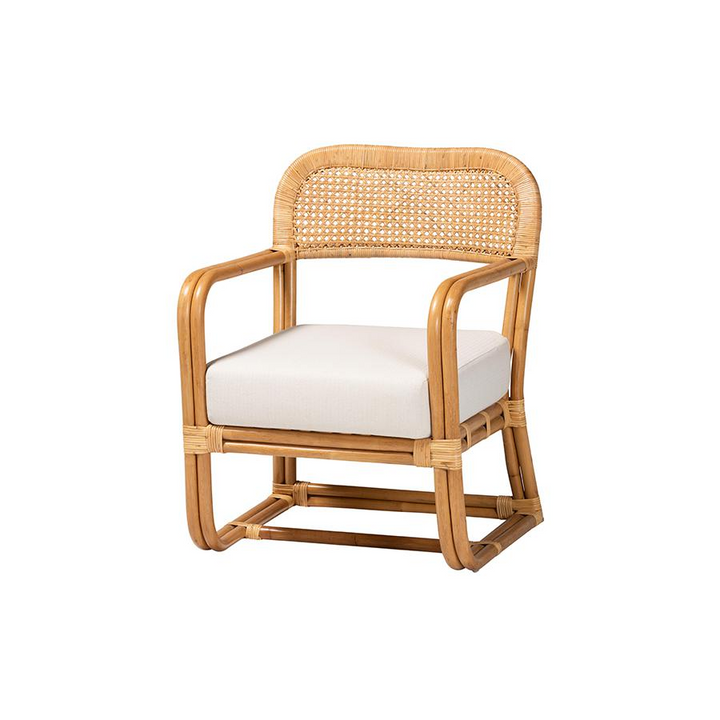 Boho Aesthetic Ailith Modern Bohemian Light Honey Rattan Arm Chair | Biophilic Design Airbnb Decor Furniture 