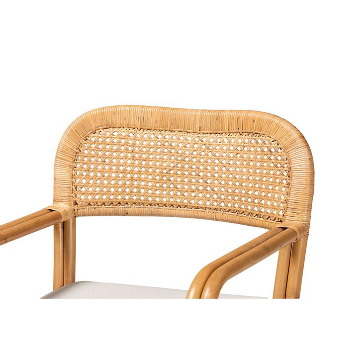 Boho Aesthetic Ailith Modern Bohemian Light Honey Rattan Arm Chair | Biophilic Design Airbnb Decor Furniture 