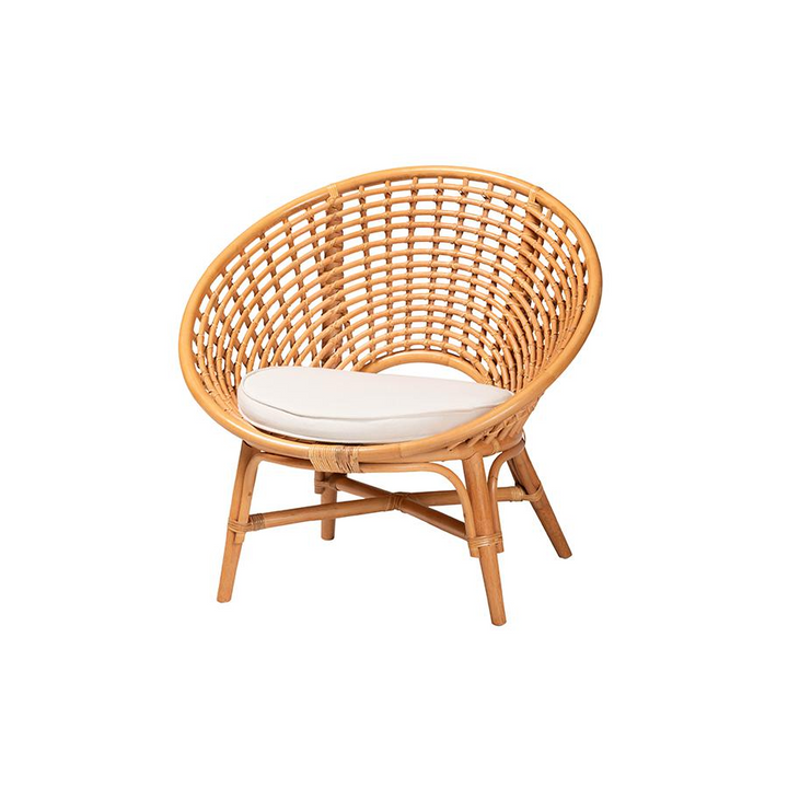 Boho Aesthetic Aerin Modern Bohemian Natural Rattan Accent Chair | Biophilic Design Airbnb Decor Furniture 