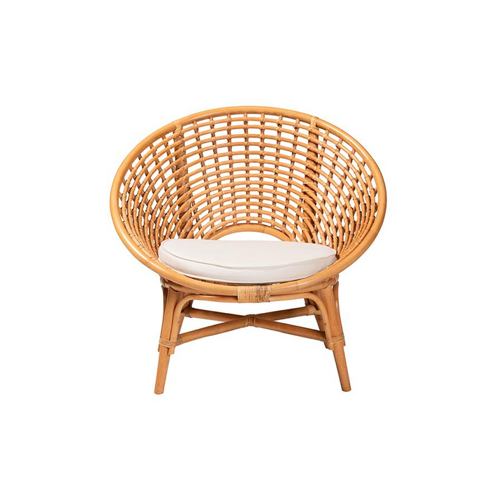 Boho Aesthetic Aerin Modern Bohemian Natural Rattan Accent Chair | Biophilic Design Airbnb Decor Furniture 