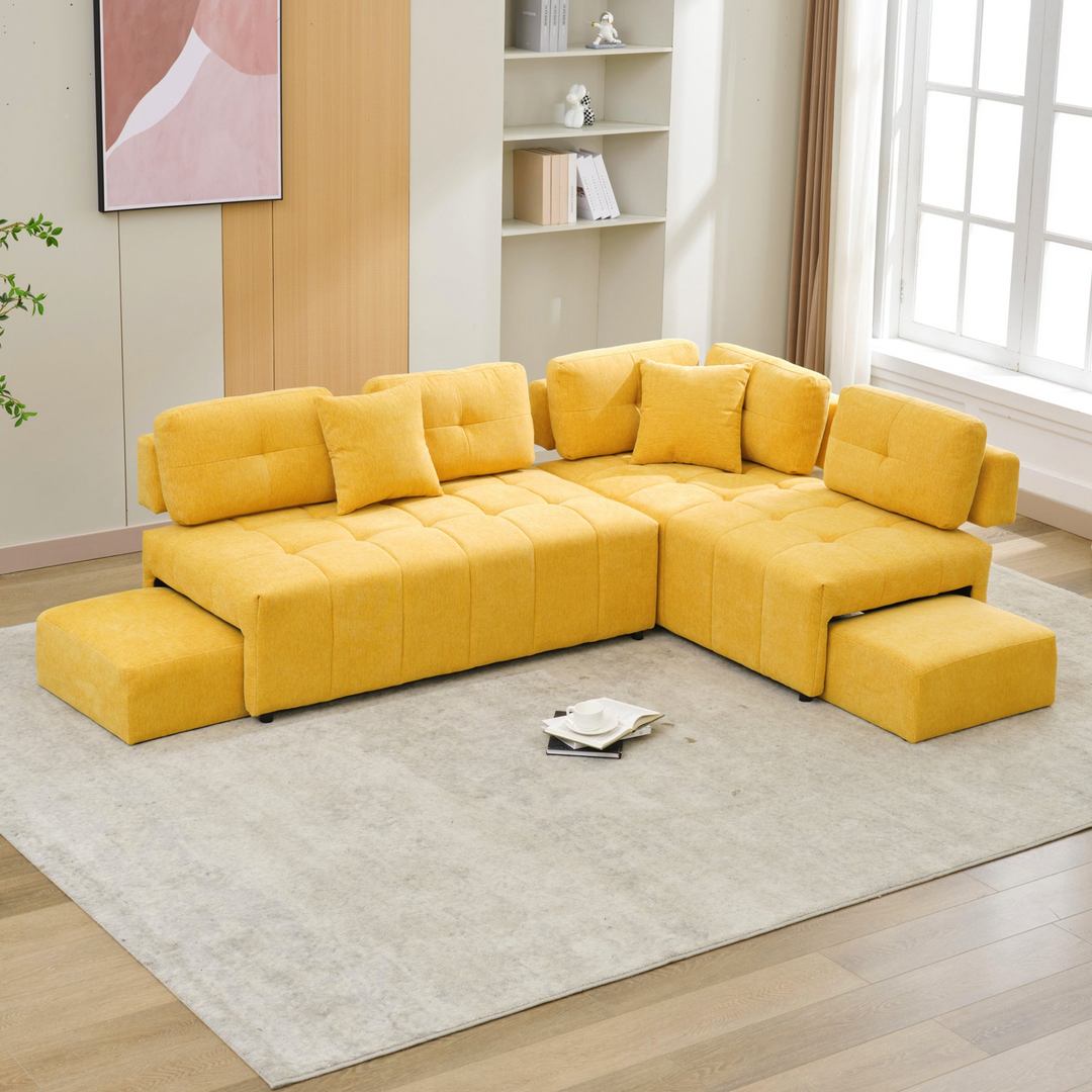 Boho Aesthetic Large Modern Yellow Boho luxury for Living Room | Biophilic Design Airbnb Decor Furniture 