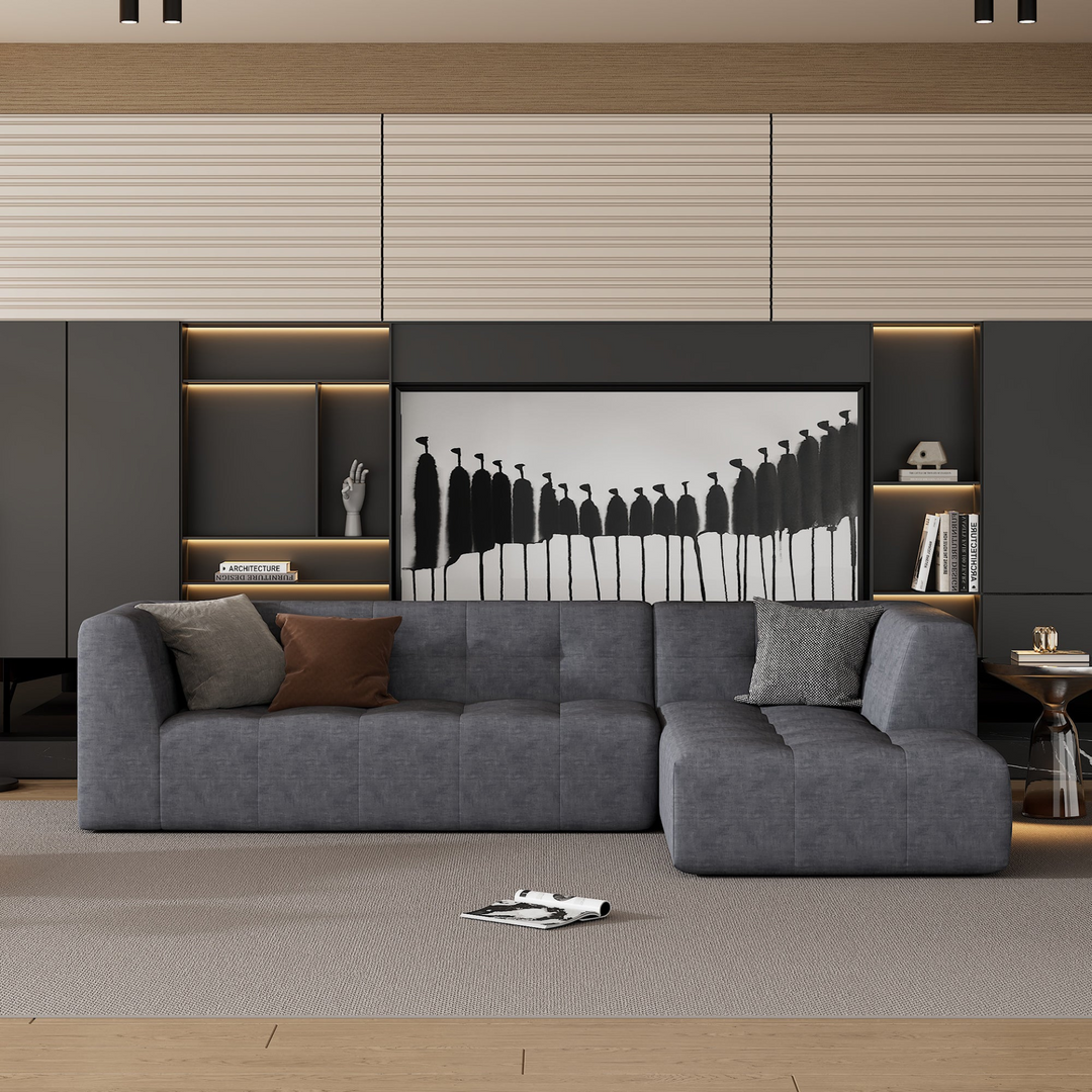Boho Aesthetic La Florence | Modern Boho Upholstered Minimalist Modular Combination Living Room Sofa Set | Biophilic Design Airbnb Decor Furniture 