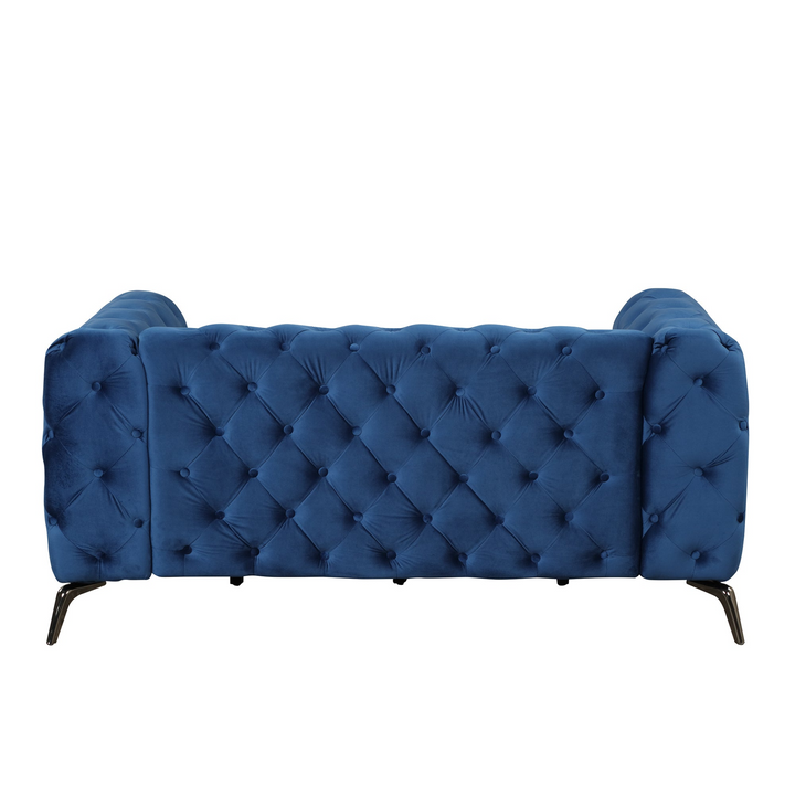 Boho Aesthetic 63" Velvet Upholstered Loveseat Sofa,Modern Loveseat Sofa with Button Tufted Back,2-Person Loveseat Sofa Couch for Living Room,Bedroom,or Small Space,Blue | Biophilic Design Airbnb Decor Furniture 