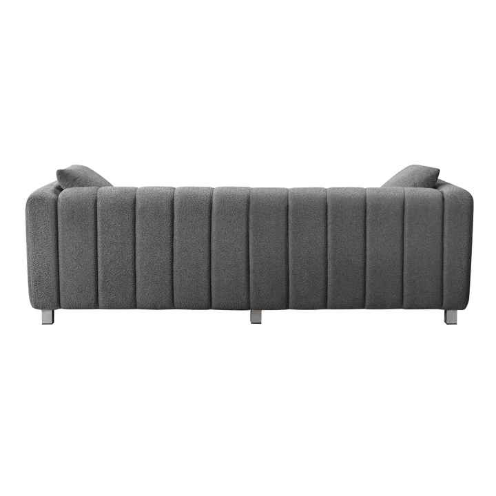 Boho Aesthetic 82*30" Modern Teddy Velvet Sofa,2-3 Seat Mid Century Indoor Couch, Exquisite Upholstered Loveseat with Striped Decoration for Living Room,Bedroom,Apartment,2 Colors(2 Pillows) | Biophilic Design Airbnb Decor Furniture 