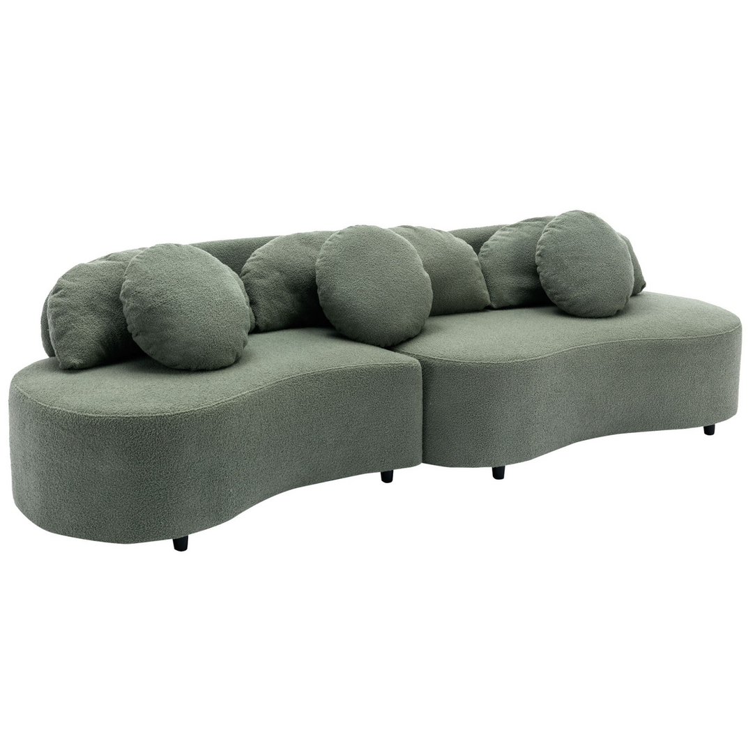 Boho Aesthetic 103.9" Modern Living Room Sofa Lamb Velvet Upholstered Couch Furniture for Home or Office, Green | Biophilic Design Airbnb Decor Furniture 
