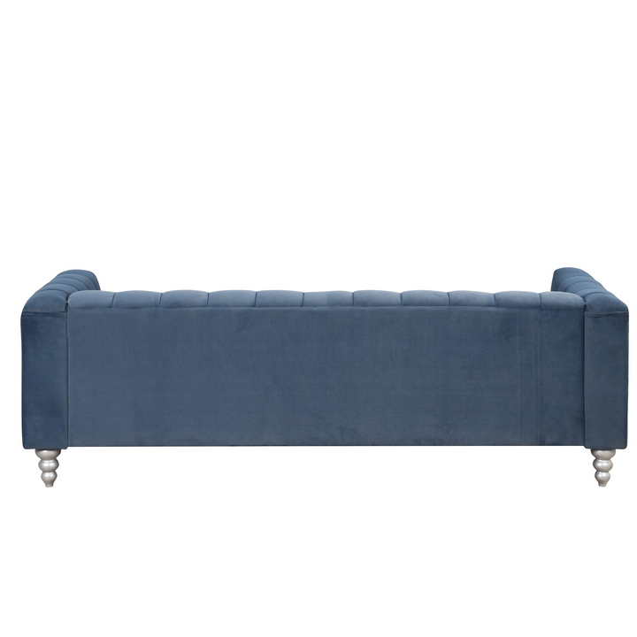 Boho Aesthetic Le Trieste | Blue Modern Luxury Bubble Dutch Fluff Upholstered Sofa | Biophilic Design Airbnb Decor Furniture 