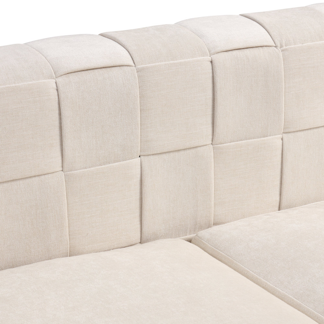 80.5" Upholstered Sofa with 4 Pillows Modern Sofa with Golden Metal Legs for Living Room, Bedroom, Apartment, Beige