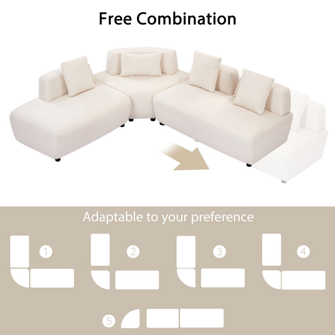 Boho Aesthetic Modern Modular Luxury Beige Velvet Italian Contemporary Sofa Sectional | Biophilic Design Airbnb Decor Furniture 