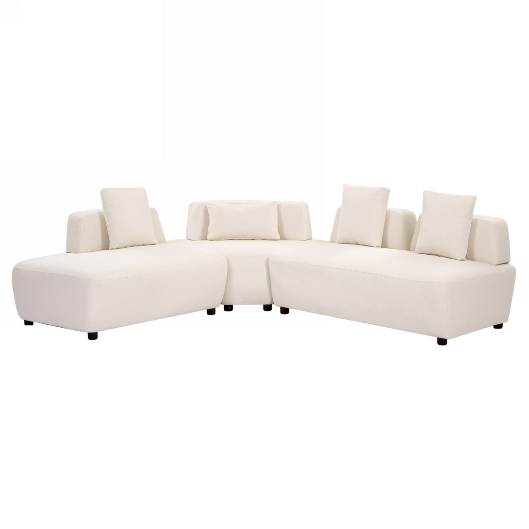 Boho Aesthetic Contemporary 3-piece Sectional Sofa Free Convertible sofa with Four Removable Pillows for Living Room, Beige | Biophilic Design Airbnb Decor Furniture 