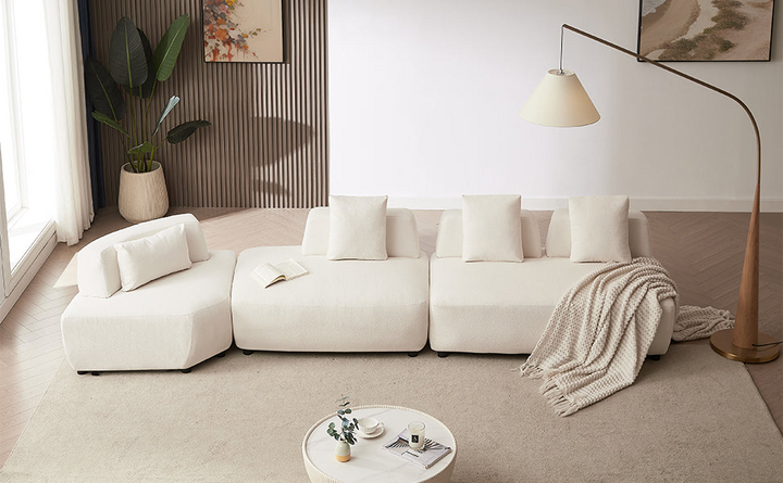 Boho Aesthetic Le Verona | Modern Modular Luxury Beige Velvet Italian Contemporary Sofa Sectional | Biophilic Design Airbnb Decor Furniture 