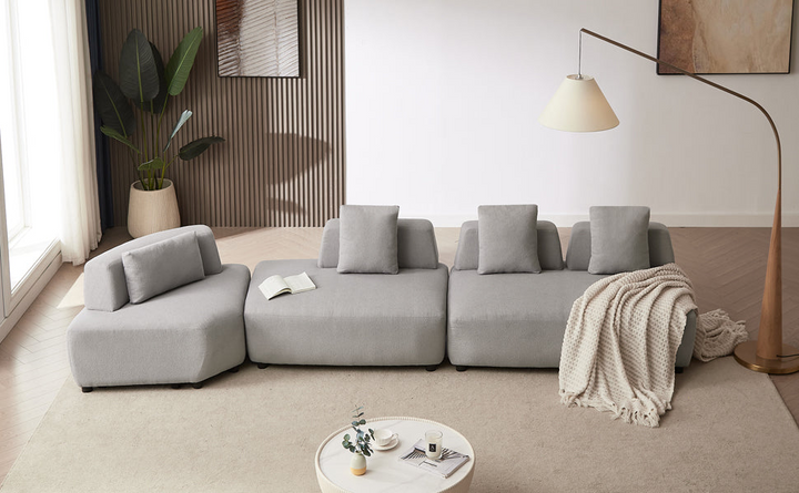 Boho Aesthetic Modern Modular Luxury Grey Italian Contemporary Sofa Sectional | Biophilic Design Airbnb Decor Furniture 
