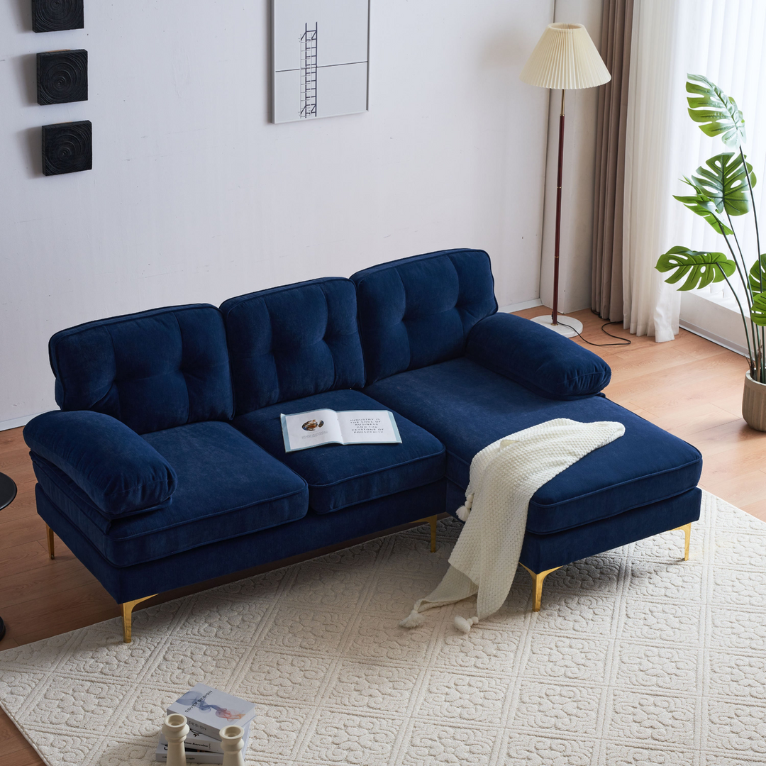 Boho Aesthetic Modern Modular Luxury Blue Velvet Italian Contemporary Sofa Sectional | Biophilic Design Airbnb Decor Furniture 
