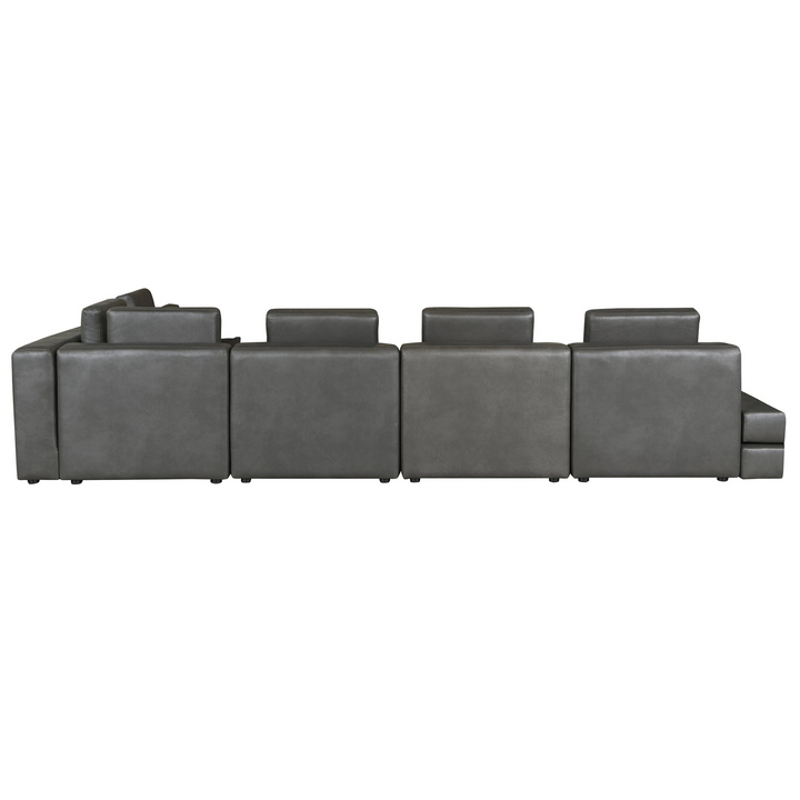 Boho Aesthetic Large Modular Sectional Sofa Corner Sofa Chaise Lounge with Movable Ottoman for Living Room, Black | Biophilic Design Airbnb Decor Furniture 