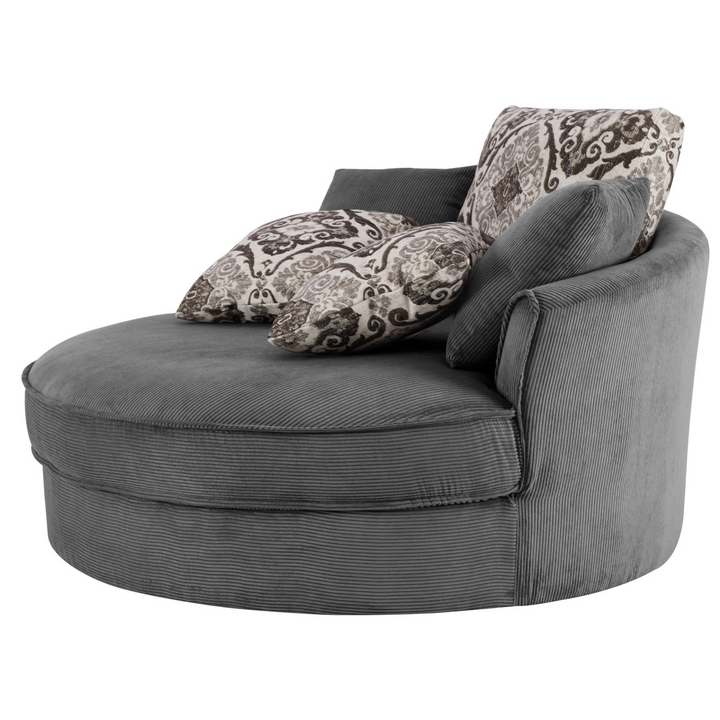 Boho Aesthetic Swivel Accent Barrel Chair with 5 Movable Pillow 360 Degree Swivel Round Sofa Chair for Living Room,Bedroom, Hotel, Grey | Biophilic Design Airbnb Decor Furniture 