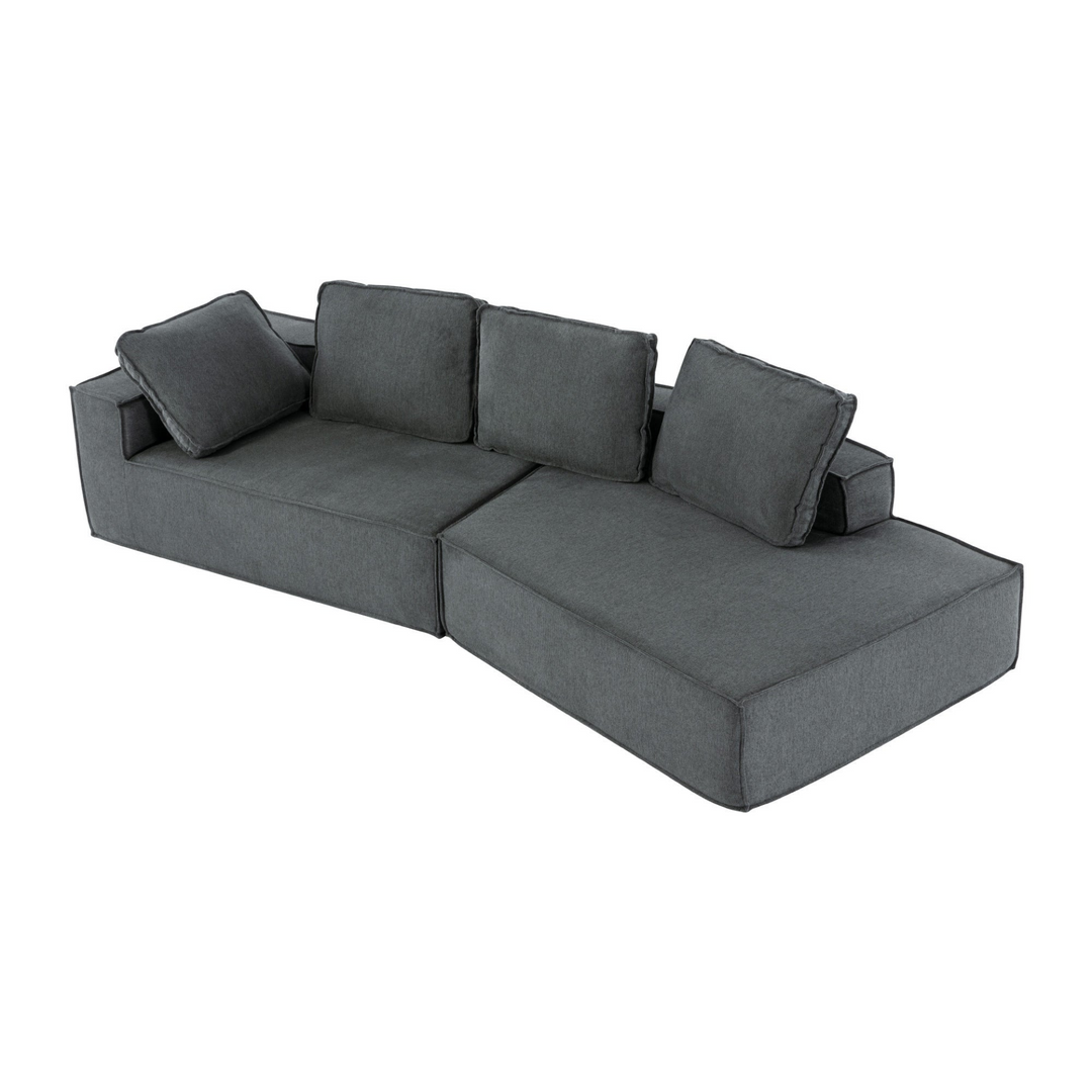 Boho Aesthetic Chaise Lounge Modern Indoor Lounge Sofa Sleeper Sofa with Clean Lines for Living Room, Grey | Biophilic Design Airbnb Decor Furniture 