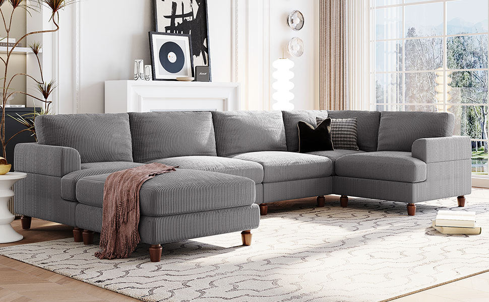 Modular Sectional Sofa with Ottoman L Shaped Corner Sectional for Living Room, Office, Spacious Space