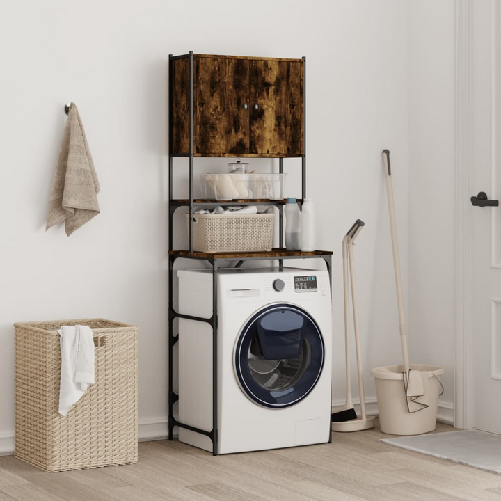 Boho Aesthetic Large Washing Machine Cabinet Smoked Oak 26.8"x19.1"x76.4" | Biophilic Design Airbnb Decor Furniture 