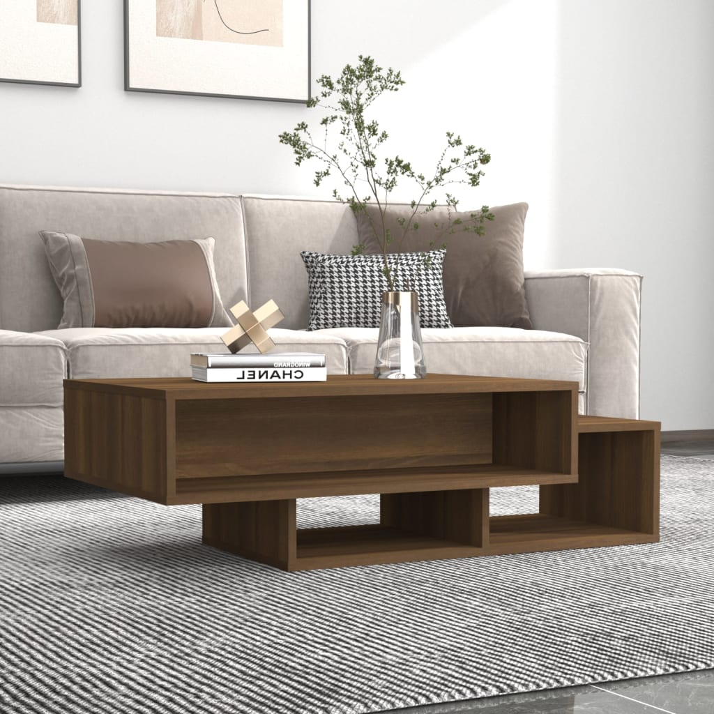 Boho Aesthetic Coffee Table Brown Oak 41.3"x21.7"x12.6" | Biophilic Design Airbnb Decor Furniture 