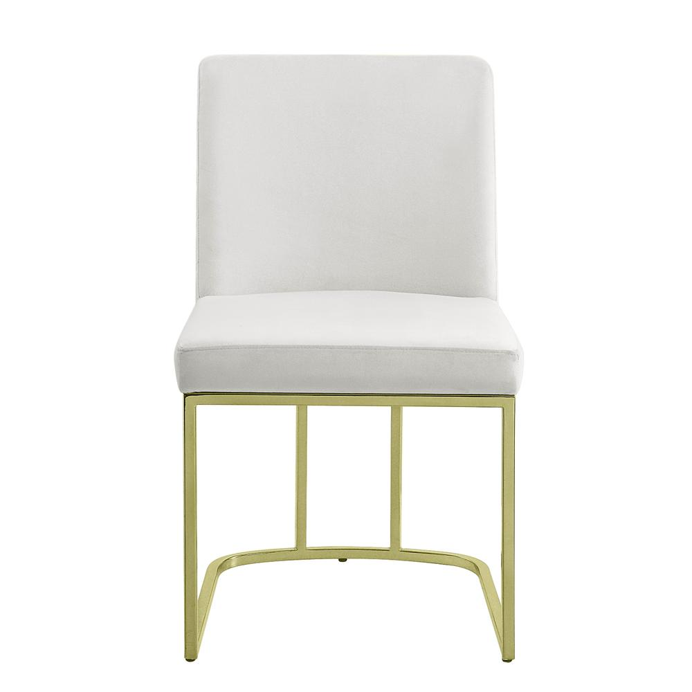 Boho Aesthetic Zazie Side Chair(Set-2), White Velvet & Gold Finish | Biophilic Design Airbnb Decor Furniture 