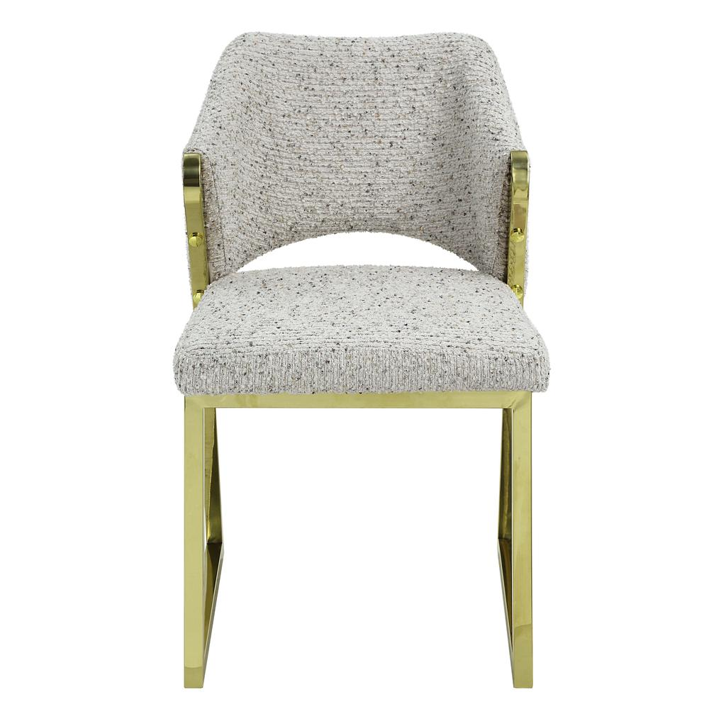 Boho Aesthetic Galdesa Side Chair, Teddy Sherpa & Mirrored Gold Finish | Biophilic Design Airbnb Decor Furniture 